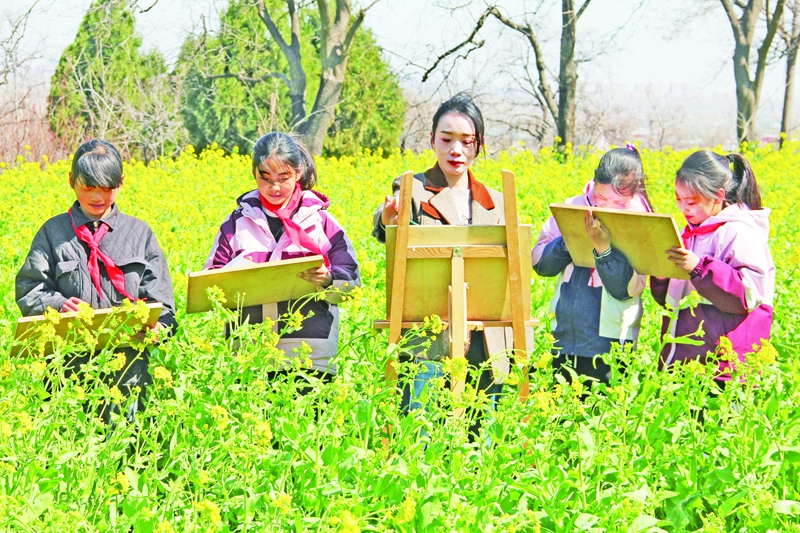 油菜金海 绘春光