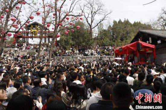 3月30日，河南开封“王婆说媒”现场人山人海。　中新社记者 阚力 摄