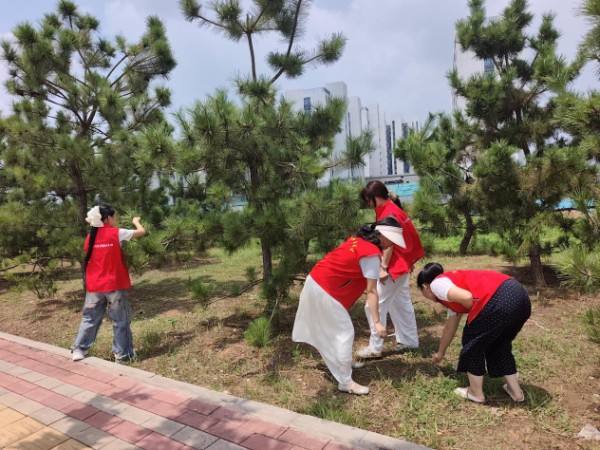 潢川县老城街道林场村：红马甲烈日“绣花” 让乡村颜值更美